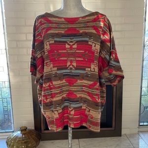 New lauren Ralph Lauren black label southwestern cotton/linen knit sweater